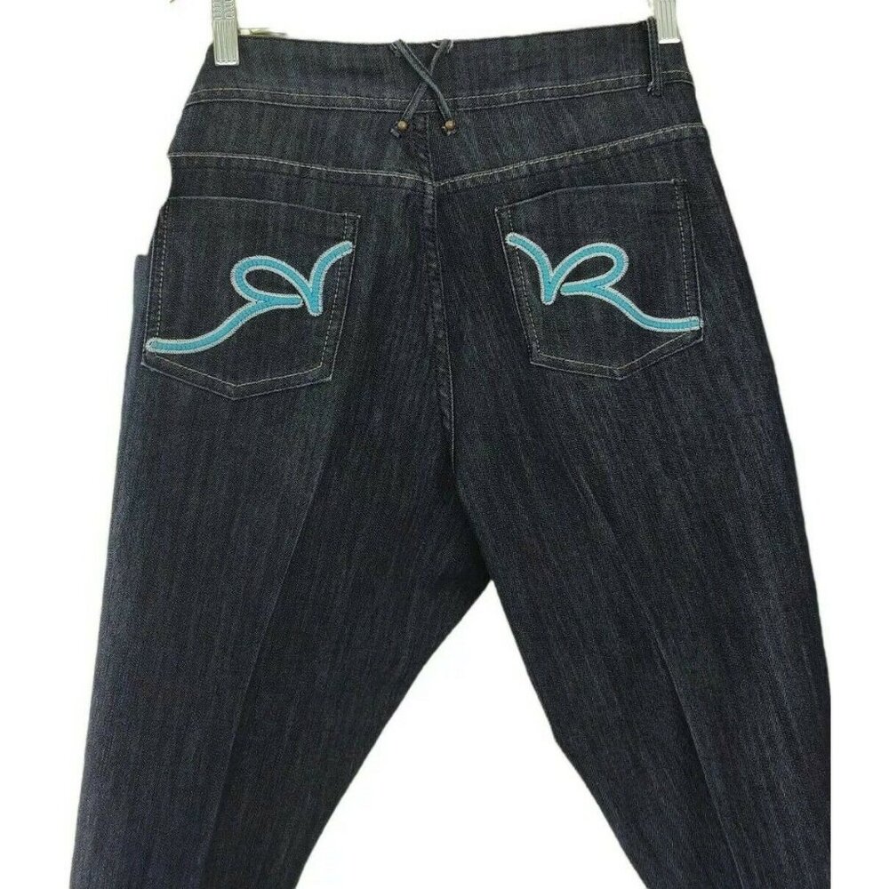 Rocawear Women's Size 16 Y2K Embroidered Cuffed Capri Jeans Stretch